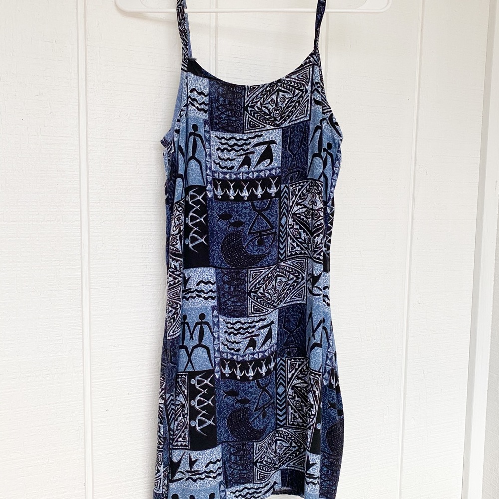 SOLD 💛Aztec VIBE blue swim cover up mini dress